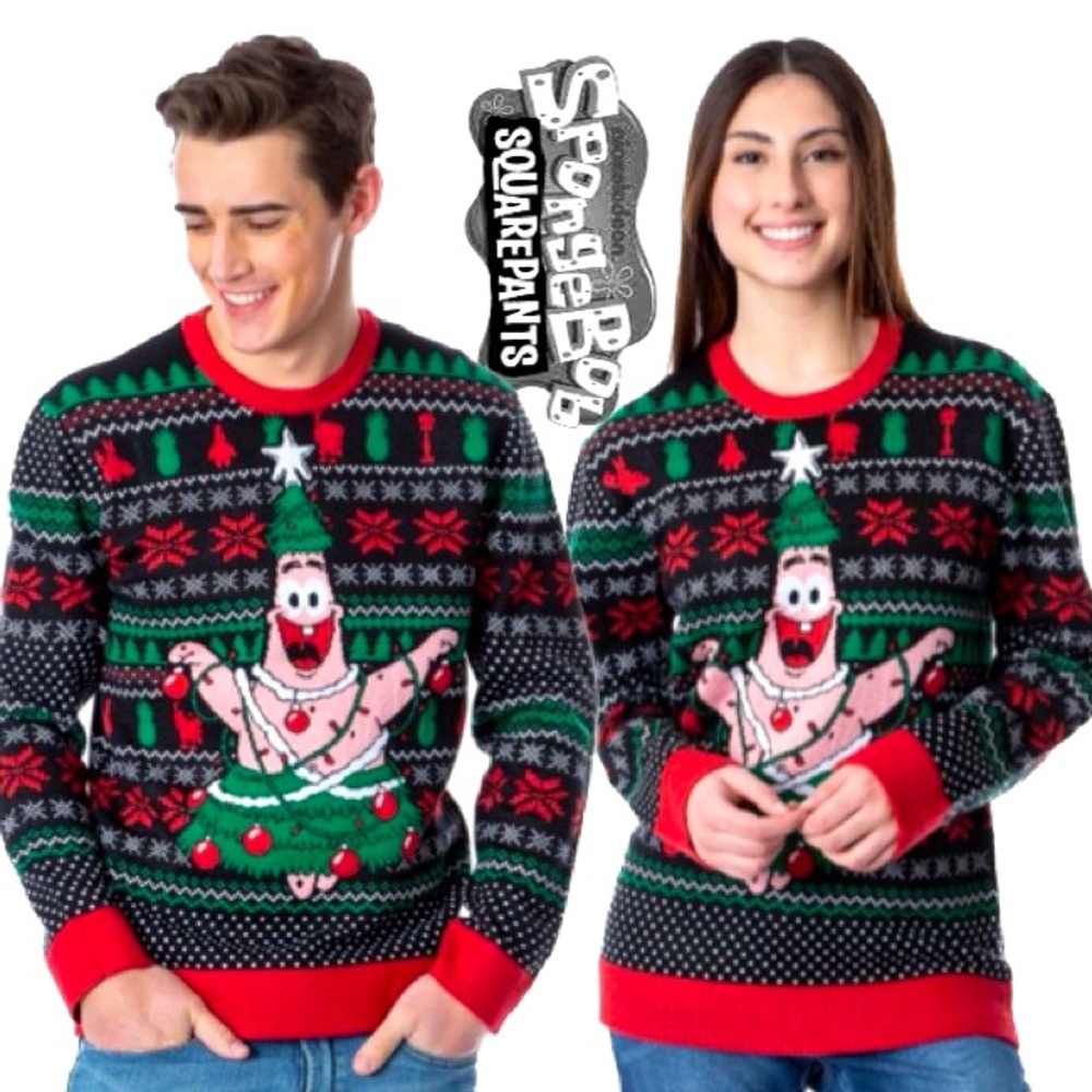 SPONGEBOB SQUAREPANTS Patrick Tree Ugly Christmas Sweater Men’s Size Large